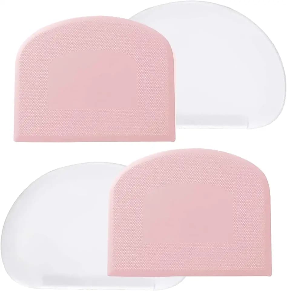Dough Bowl Scraper Silicon Pastry Scrapers Home Kitchen Food Grade PE Backing Dough Blenders Hard Cutter for Cooking Bread Cake Mixing Pastry Dough Scrapers 4 Packs