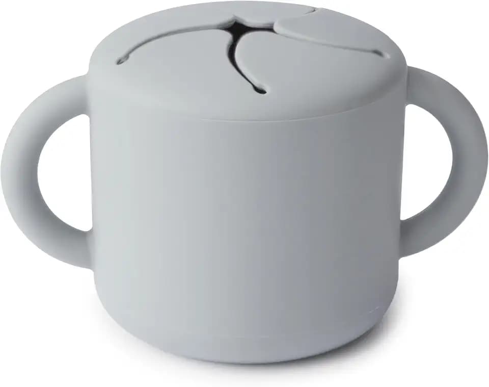 mushie Silicone Snack Cup | Spill Proof Food Container (Stone)