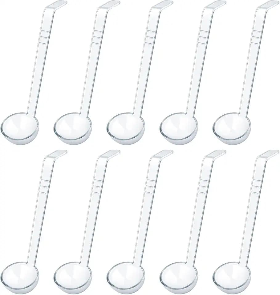 10 Pcs 1 Oz Small Ladle 7.87 Inches Mini Ladles for Serving Sauce, Soup, Dressing, Punch Bowl, Gravy, Cocktail, Fruit Juices – Clear Plastic Long Handle Ladles for Parties, Catering (Transparent)
