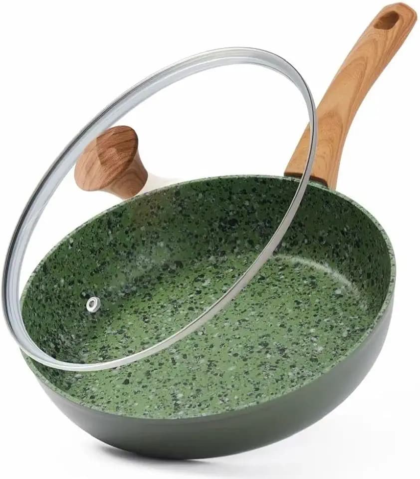 11" Nonstick Frying pan with Lid | PFAS-Free | Induction, Green