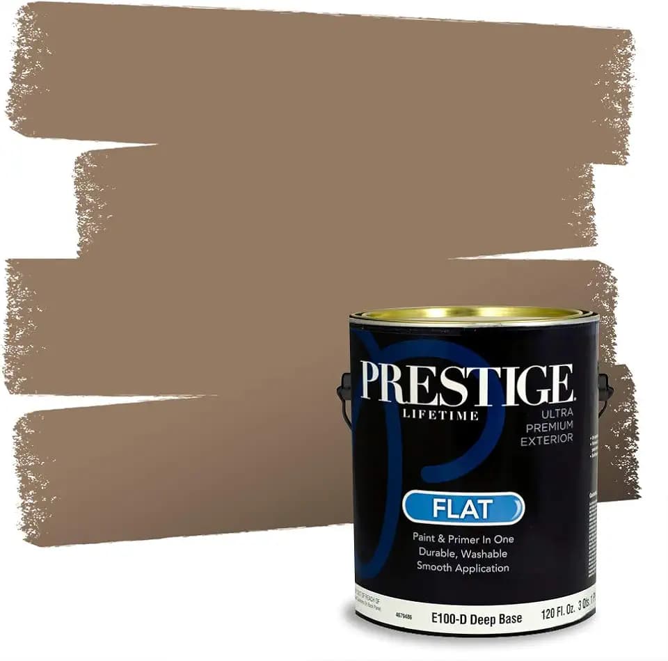 Prestige Paints Exterior Paint and Primer In One, 1-Gallon, Flat, Comparable Match of Sherwin Williams* Portabello*