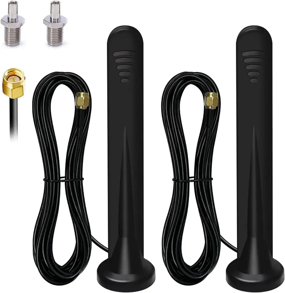 2 X 5G LTE Antenne 4G Omnidirektionale Signalverstärker SMA TS9 Stecker 15DBI High Gain Chip Externer Magnetfuß Antenne für Innen/Außen,3G/4G/5G/GSM/GPRS Router alle Frequenzbänder Universell - 3M