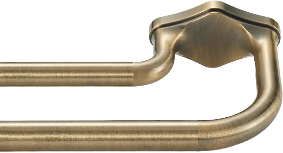 Anqiue Bronze Double Curtain Rods For Windows 36-72 Inch,Heavy Duty Double Curtain Rod with Aluminum Finial and Bracket,Adjustable Curved Double Window Rods For Blackout Or Room Darkening Panel