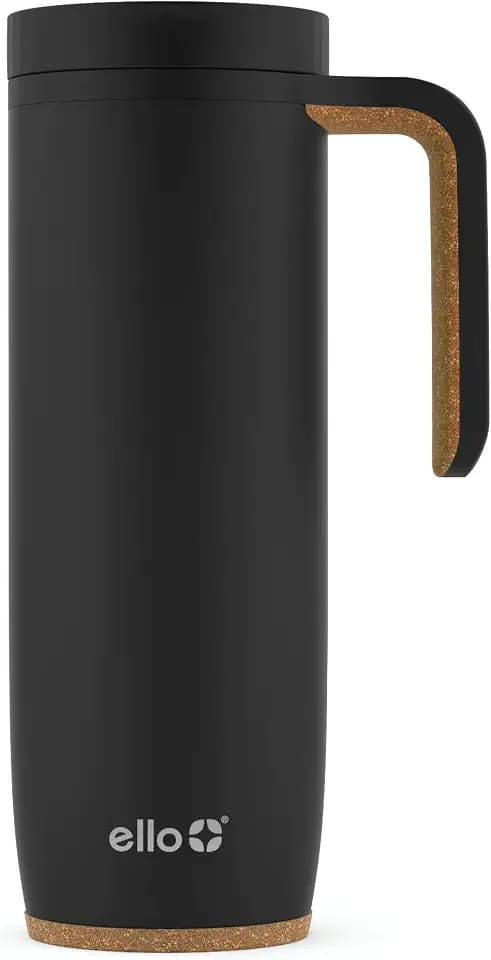 Ello Magnet 18oz Insulated Stainless Steel Travel Mug with Handle, Black