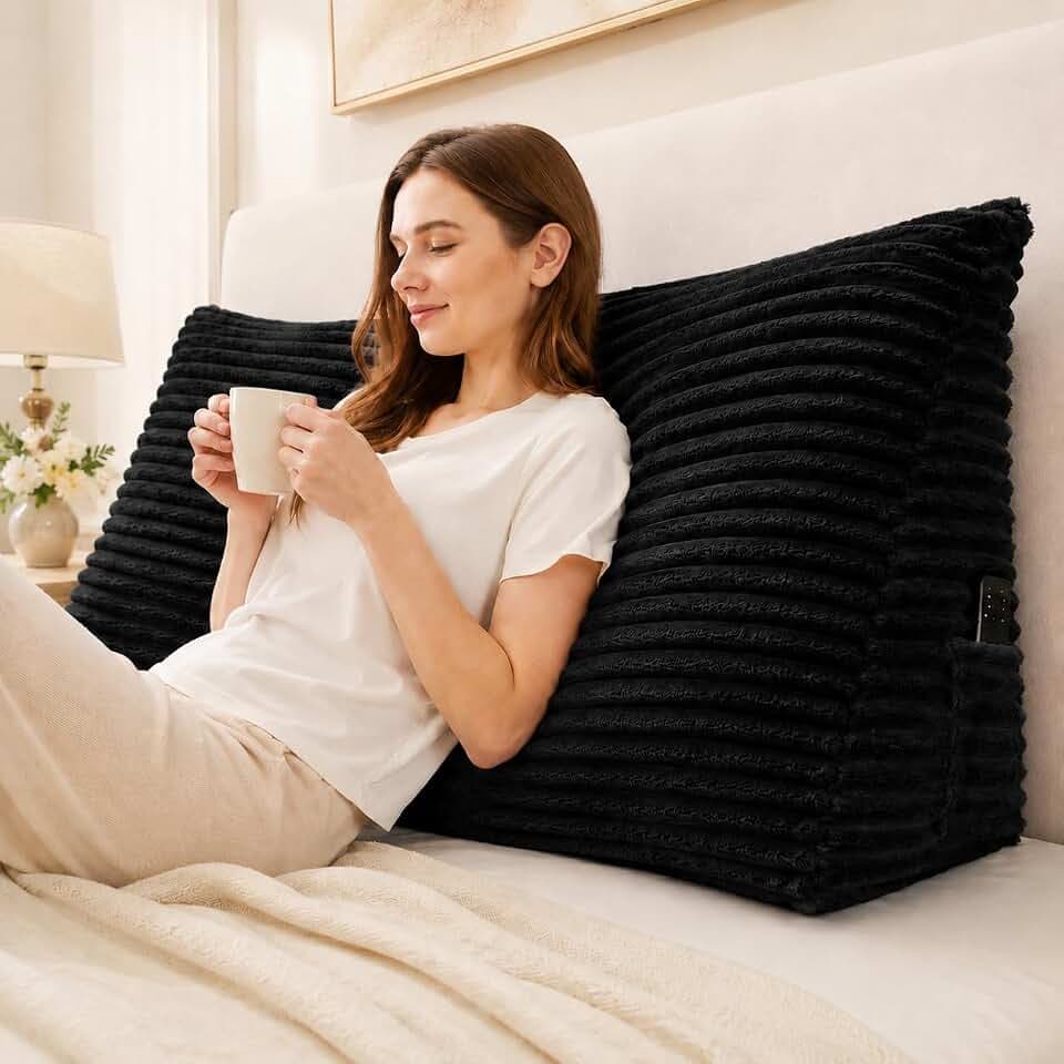Headboard Pillow King, Headboard Wedge Pillow, Black