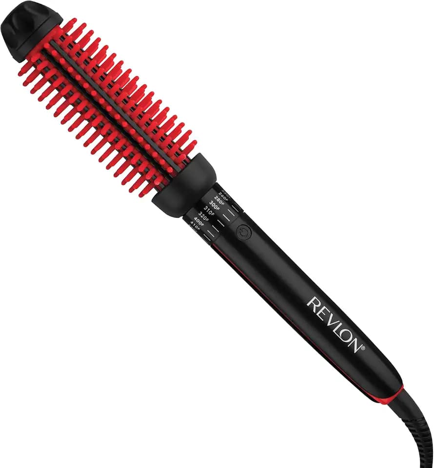REVLON SmoothStay Coconut Oil Infused 1" Heated Styling Brush, Black/Red