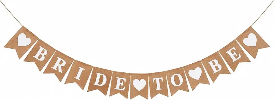 Bride to Be Burlap Banner – 13-Piece Pre-Strung Bridal Shower Decorations & Bachelorette Garland, 5 x 7″ Pennants, Rustic Wedding Engagement Party Décor