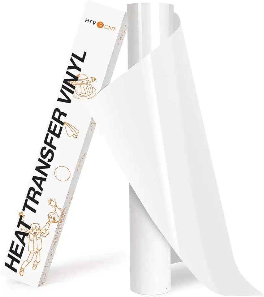 HTVRONT HTV Roll Heat Transfer Vinyl - 12" x 8ft White HTV Vinyl for Shirts