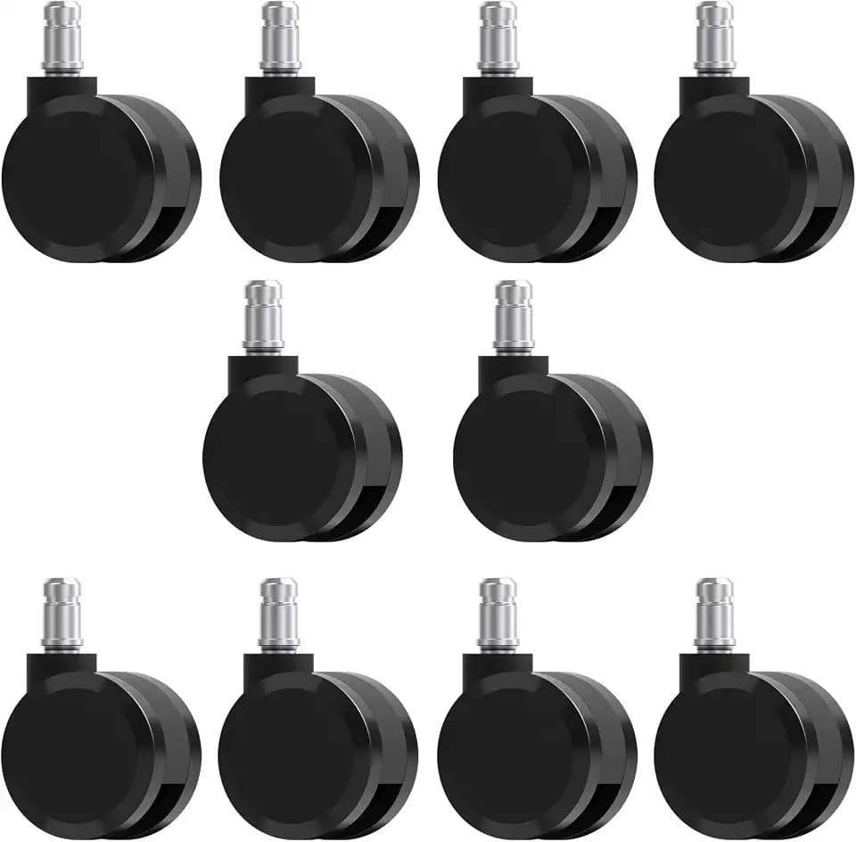 Office Chair Caster Wheels Replacement, 2.36"(60mm) Casters Replacement for Office Chair or Stool Wheel, Universal Size 11x22mm for Carpet and Hardwood Floors (Set of 10)