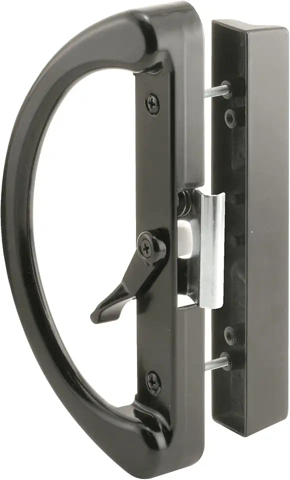 Prime-Line C 1222 Diecast Non-Keyed Sliding Glass Door Handle Set, Fits 4-15/16 Inch Hole Spacing, Black (1 Set)
