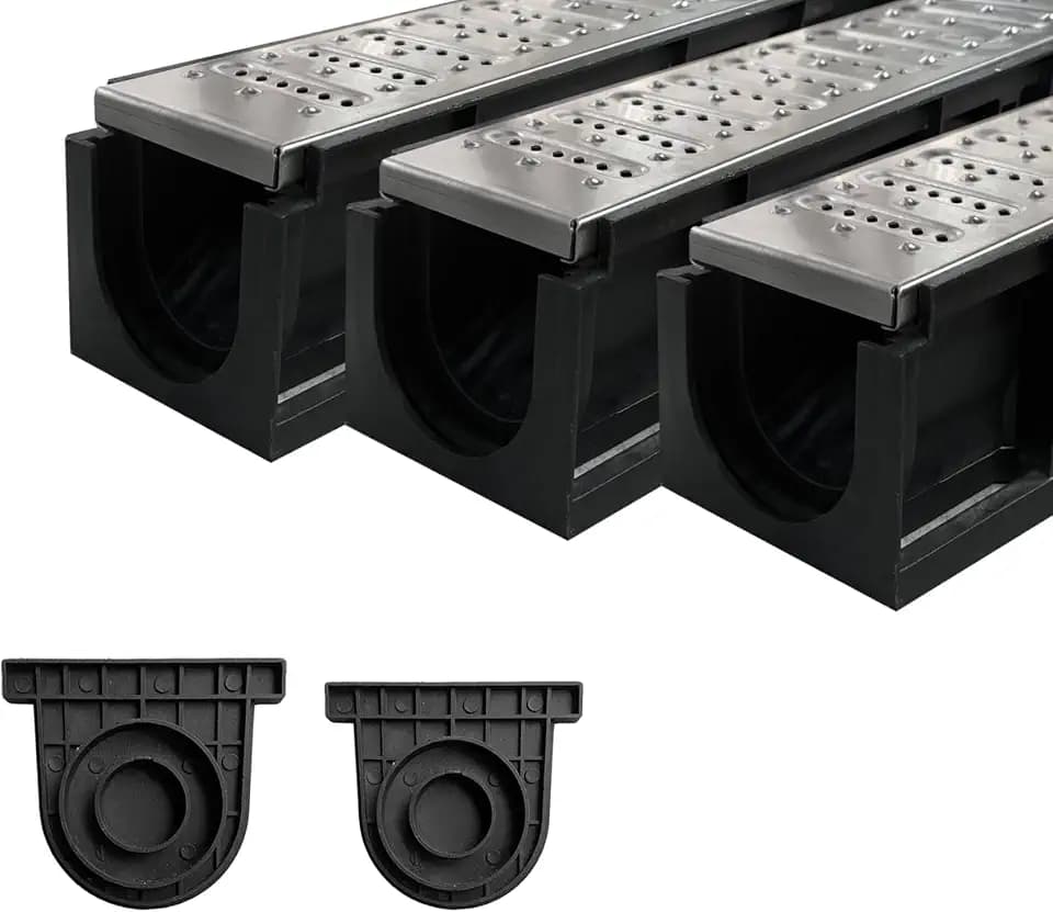 3Pack 39.4x6.1x5.5in A15 Trench Drain with Stainless Steel Grate