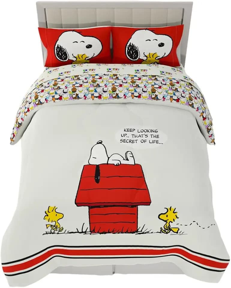 Franco Peanuts & Snoopy Classic Pals Super Soft Comforter and Sheet Set, 5 Piece Queen Size, (Official Licensed Product) Collectibles