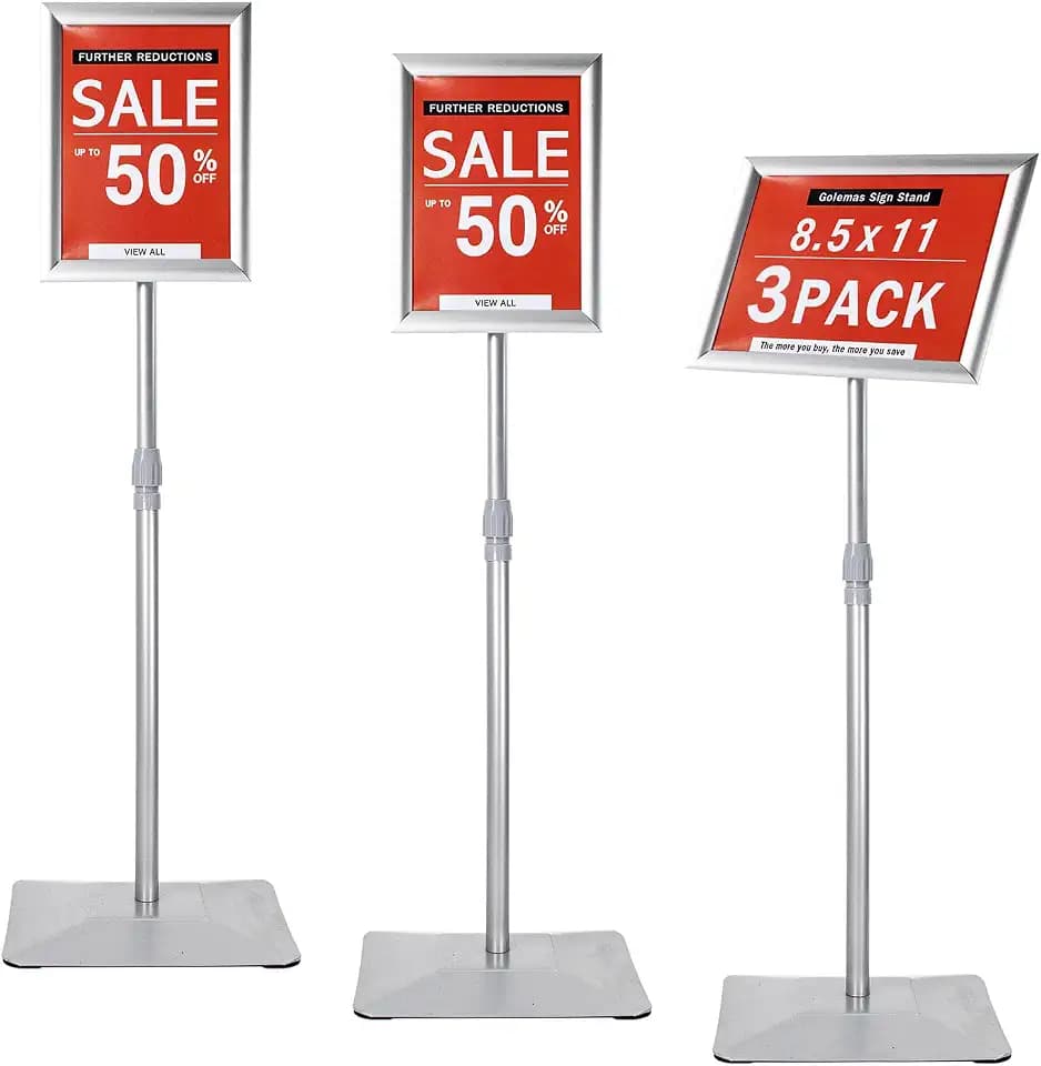 Sign Stand for Display, Weighted Iron Base Heavy Duty Signage Holder