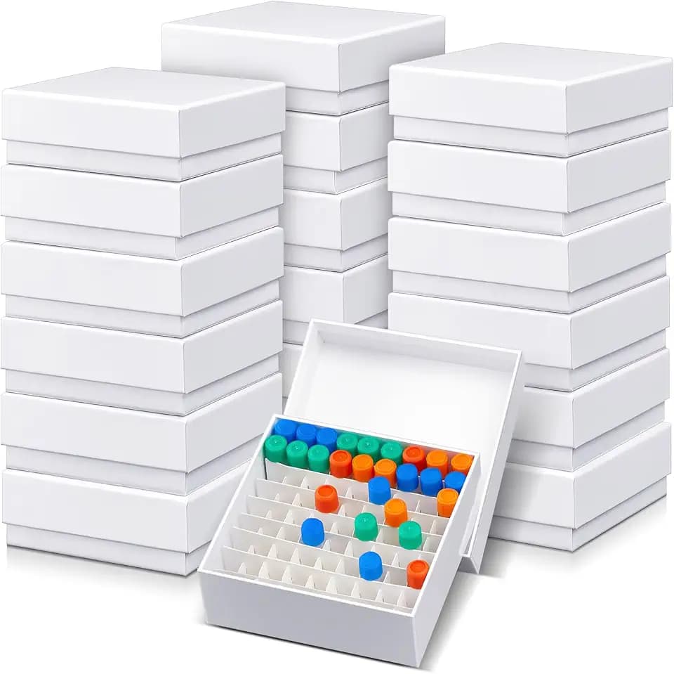 Teenyyou 18 Pcs 81 Wells Cardboard Freezer Box for 1.5-2.0ml Tubes, White
