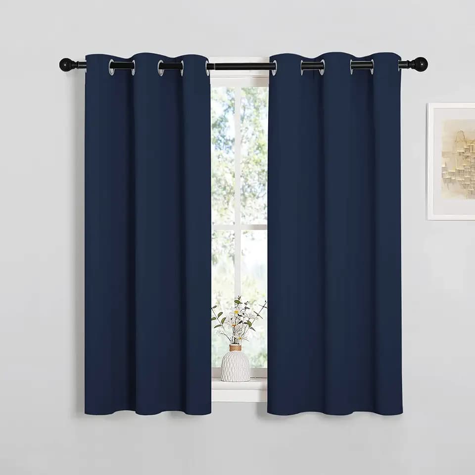 NICETOWN Blackout Draperies Curtains, Navy, 1 Pair, 34 x 45 inches