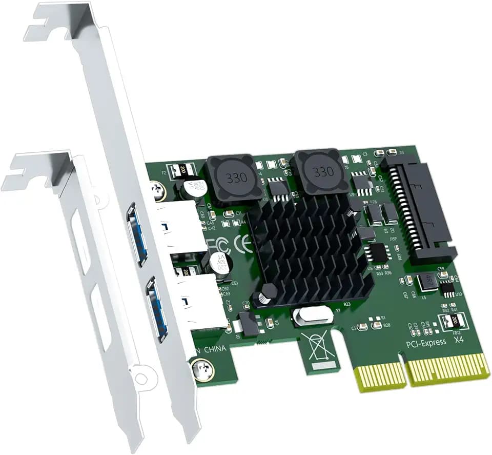 GLOTRENDS U3142A 2-Port 10Gb PCIe USB A Erweiterungskarte (USB 3.2 Gen2 10Gbps Volle Geschwindigkeit), PCIe X4 Schnittstelle (PCIe 3.0 X2 Bandbreite)