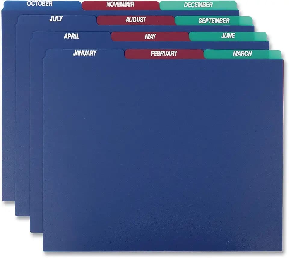 Pendaflex 40144 Top Tab File Guides, Monthly/Jan-Dec, 1/3 Tab, Polypropylene, Letter (Set of 12)
