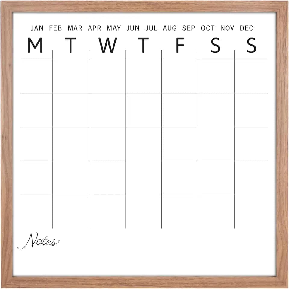 MCS Dry Erase Calander Walnut Framed Monthly Calendar, 24x24, Events & More