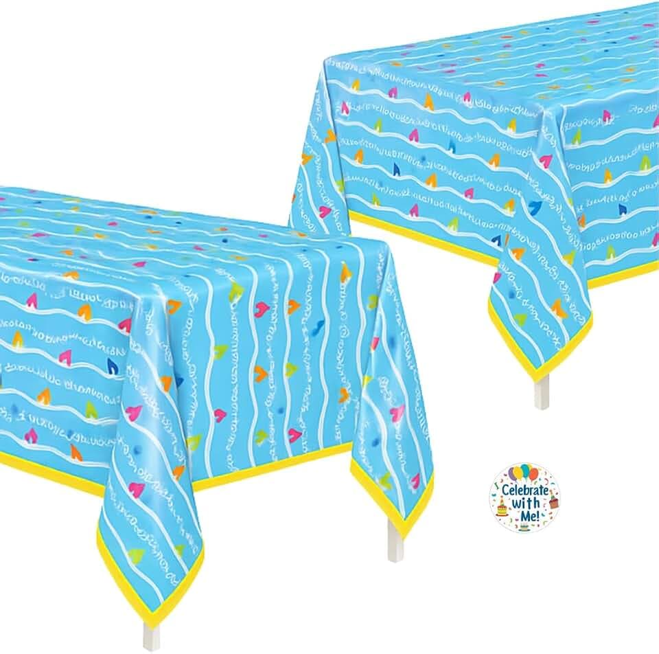 Unique Baby Shark - Party Table Cover Bundle 2 Pack with Sticker | Officially Licensed | 54" x 84" Plastic Tablecloths | Birthday Decorations | Kids Party Supplies & Disposable Tableware