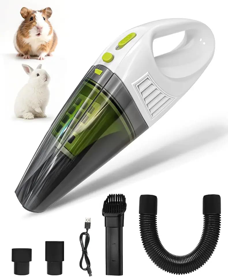 Guinea Pig & Rabbit Vacuum Cleaner Poop: Extended Capacity Cordless Cleaner for Pet Cages – Tackle Daily Messes of Guinea Pig, Bunny, Bird, Reptile & Other Small Animals - White