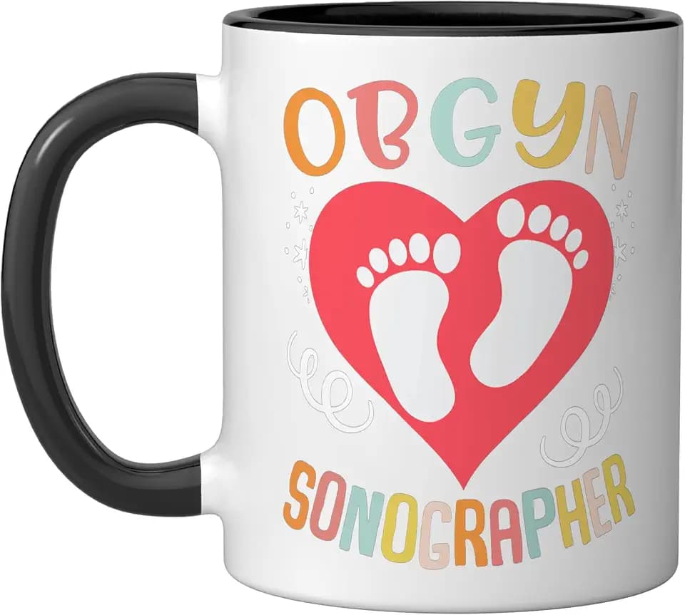 Obgyn Sonographer Ceramic Mug, Black/White, 11oz