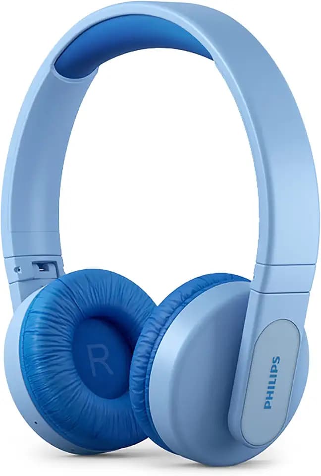 PHILIPS TAK4206BL/00 Over Ear Bluetooth Kinder Kopfhörer Kabellos, Farbige LED-Leuchten, App mit Kindersicherung und 85dB Lautstärkebegrenzung, mit weichen Ohrpolstern, Blau, Einheitsgröße