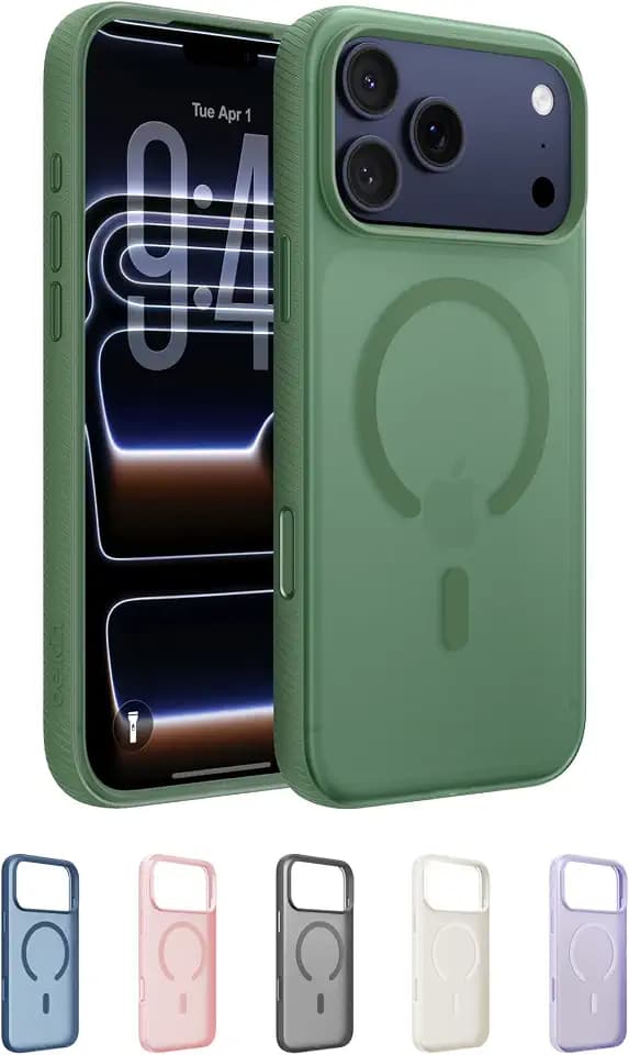 Belkin SheerForce Grip iPhone 17 Pro Max Hülle MagSafe Kompatible Handyhülle mit Rutschfesten Rändern, iPhone Schutzhülle, Magnetisch, Transparent, Dünn und Stoßfest – Grün
