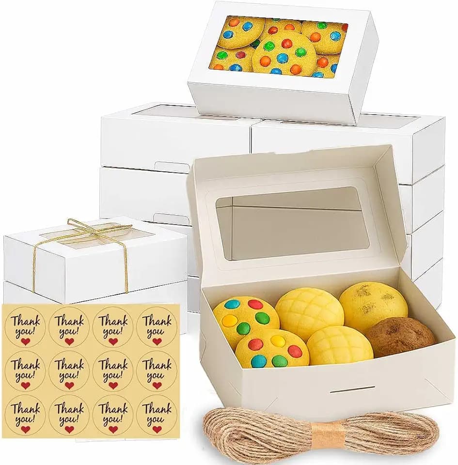 30 Pack 9x6x3in Cookie Boxes with Window, Bakery Boxes for Treats, Desserts