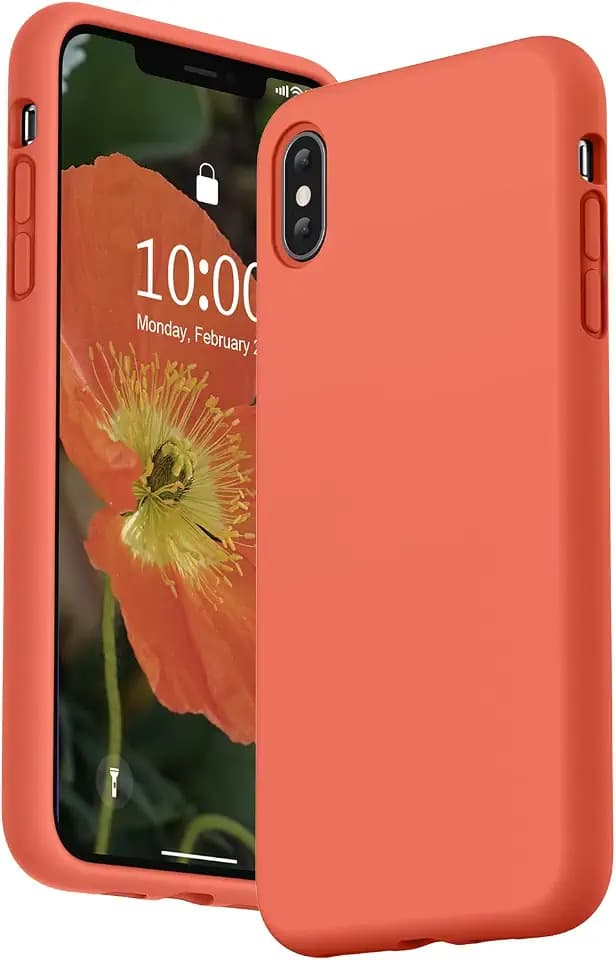 SURPHY für iPhone XS Max Hülle Silikon, Stoßfest Handyhülle iPhone XS Max Case aus Flüssigsilikon Schutzhülle mit weichem Mikrofaser-Kissen, 6,5 Zoll, Koralle
