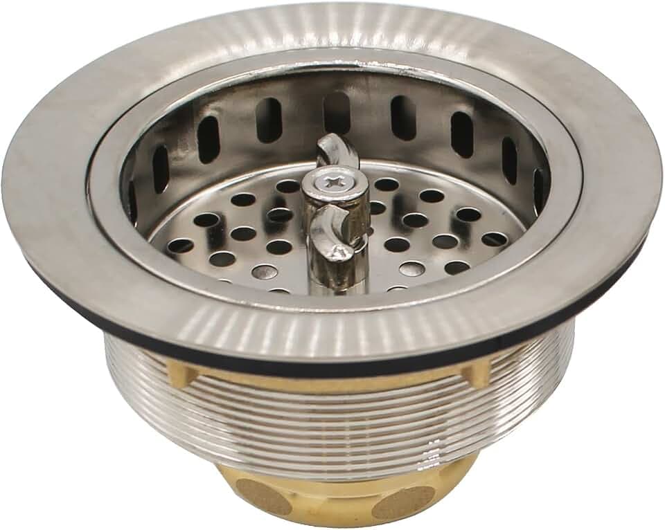 Westbrass A213-20 3-1/2" Wing Nut Twist Style Large Kitchen Sink Basket Strainer, Stainless Steel