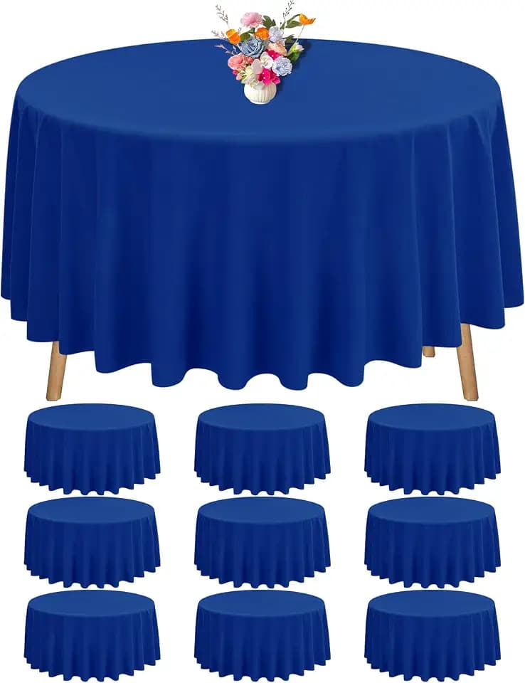 10 Pack Round Tablecloth Royal Blue Tablecloths 90 Inch,Circle Polyester Table Cloth,Washable Fabric Stain and Wrinkle Resistant Premium Round Table Cover for Wedding Parties Banquet Reception Dining