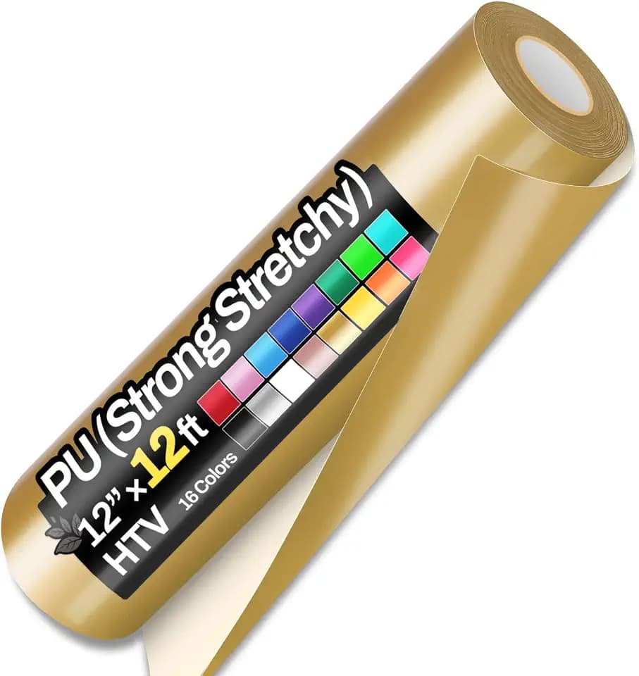 Sooez 12" x 12ft Heat Transfer Vinyl Rolls, PU (Strong Stretchy) HTV Vinyl