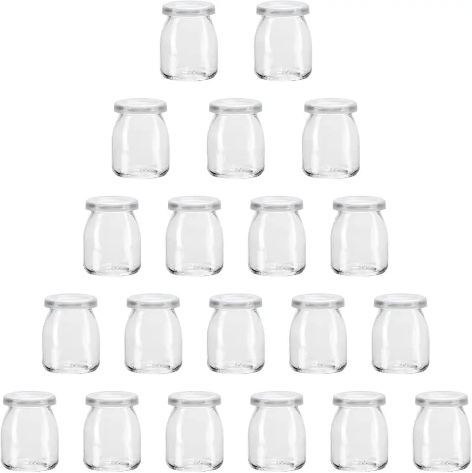 7 oz Small Glass Jars with Lids, Yogurt Containers 20 Pack