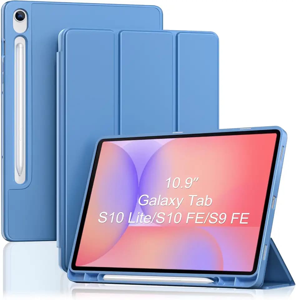 ProCase Hülle für 10,9'' Galaxy Tab S10 Lite/S10 FE/S9 FEmit S Pen Holder, weich TPU Schutzhülle Case -Blau