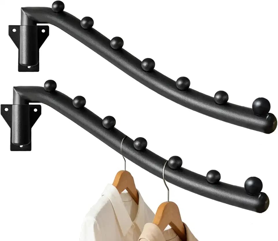 2pcs Swing Clothes Hanger Rack,Wall Mounted Clothes Rack