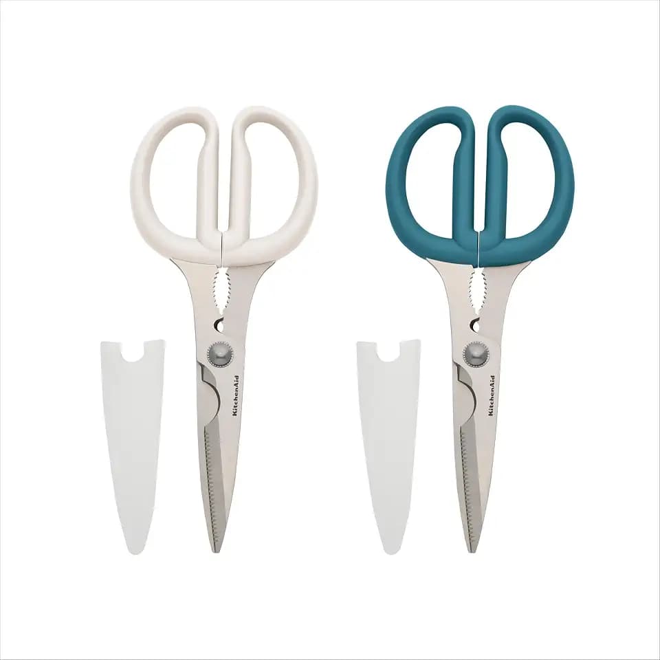 KitchenAid Multipurpose Shear Set, Versatile Scissors with Nutcracker, Bottle Opener, Ergonomic Handles with Protective Blade Covers, 2-Piece
