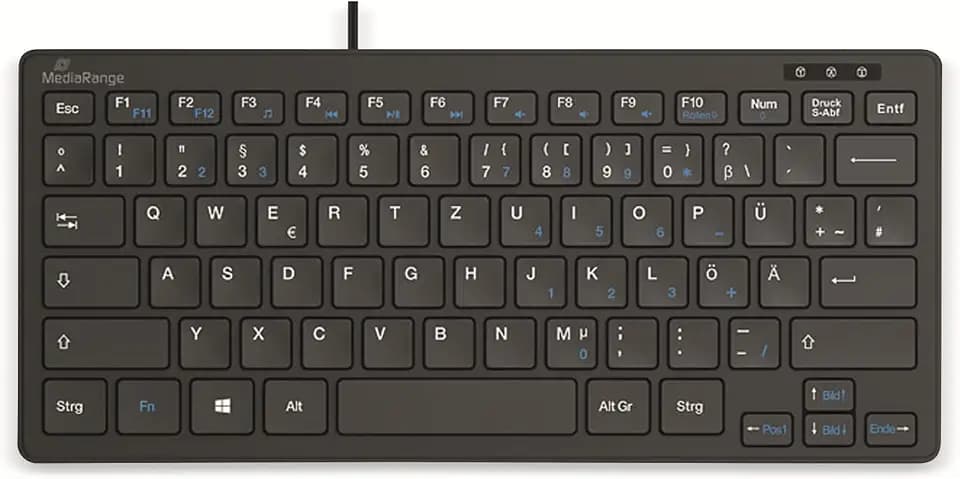 MediaRange Tastatur QWERTZ (DE/AT), 1,8m Kabel kompakt Schwarz