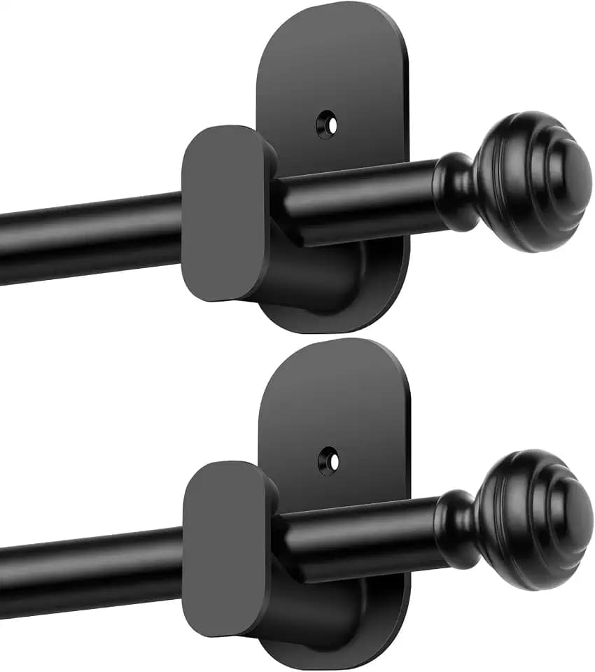 KAMANINA Curtain Rods 2 Pack No Drilling for Windows 32 to 86 Inches, Black