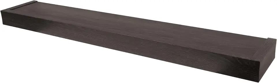 HIGH & MIGHTY 515665 Modern 36" Floating Shelf Holds up to 25lbs, Easy Tool-Free Dry Wall Installation, Flat, eCommerce Packaging, Espresso