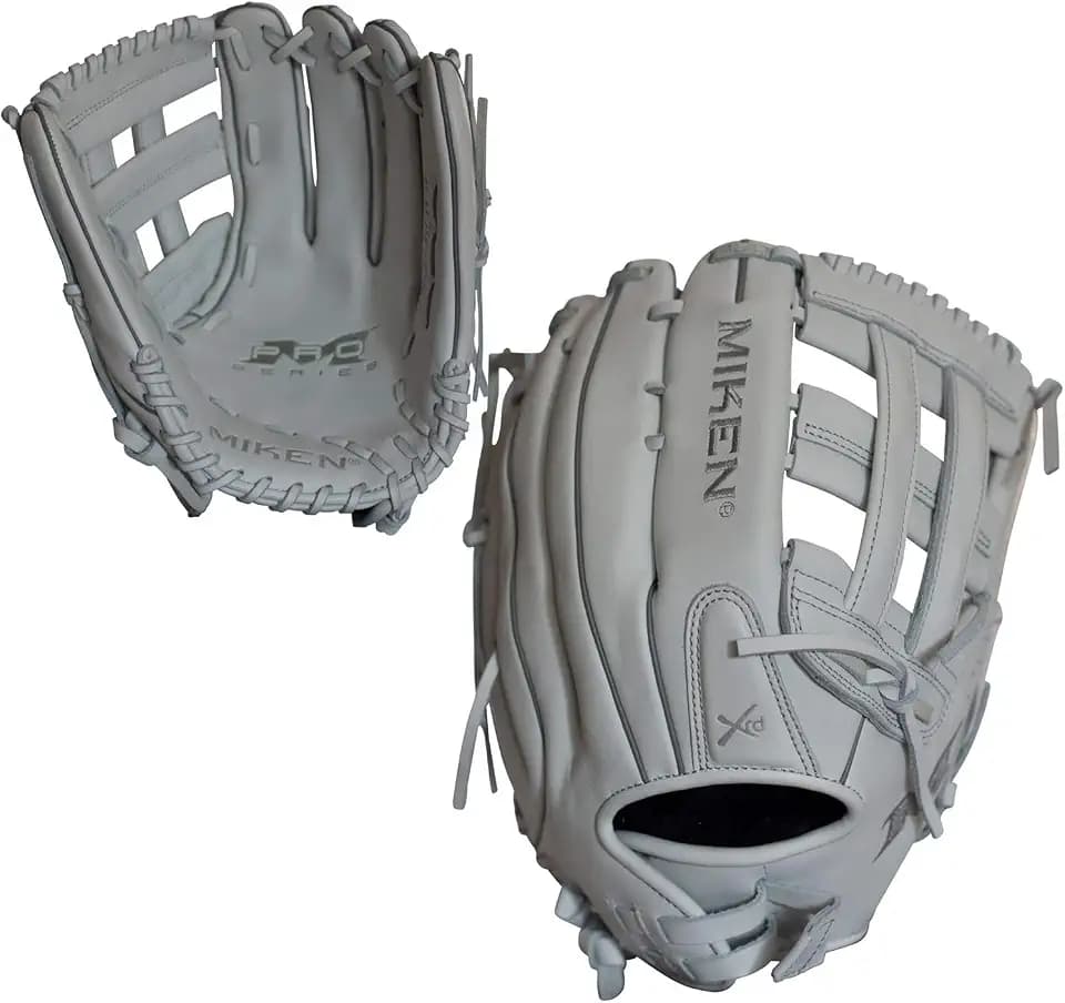 Miken Pro Series Slowpitch Softball Glove, 13 inch, White/Red