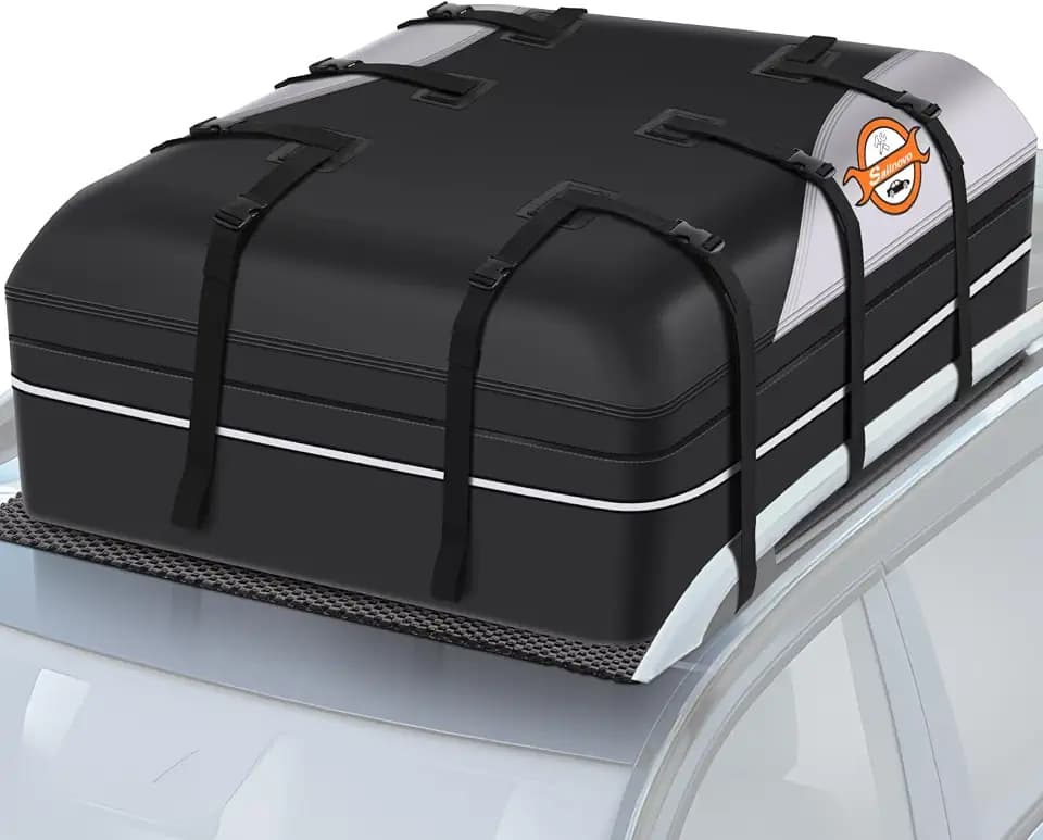 Sailnovo Rooftop Cargo Carrier, 21 Cubic Feet Soft-Shell Cargo Carrier for Top of Vehicle with/Without Roof Rack, Waterproof Car Roof Cargo Carrier with Anti-Slip Mat, Reinforced Straps, Door Hooks