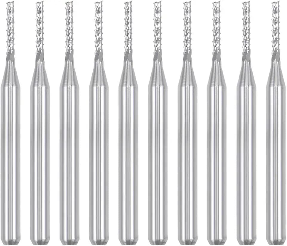 uxcell 10Pcs 1.4mm Carbide End Mill Engraving Milling Cutter CNC Router Bits for PCB Machine, 1/8" Shank