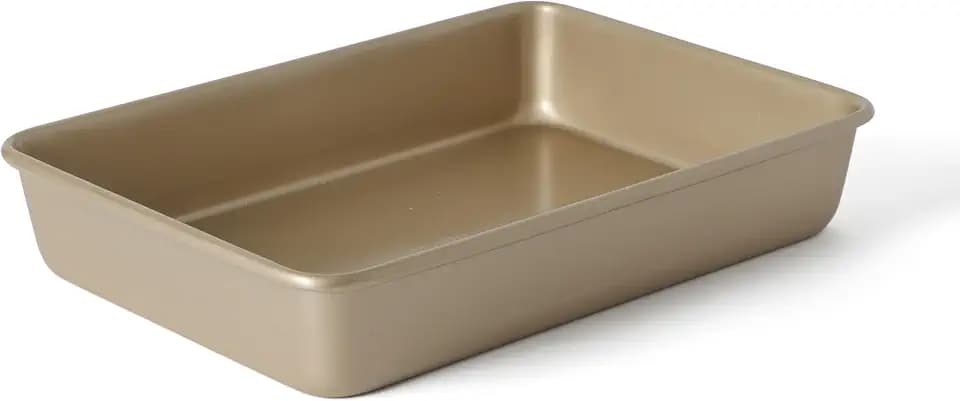 Martha Stewart Gallen 13 x 9 Inch Rectangular Nonstick Carbon Steel Cake and Baking Pan – Champagne, Durable Bakeware for Even Cooking and Easy Release