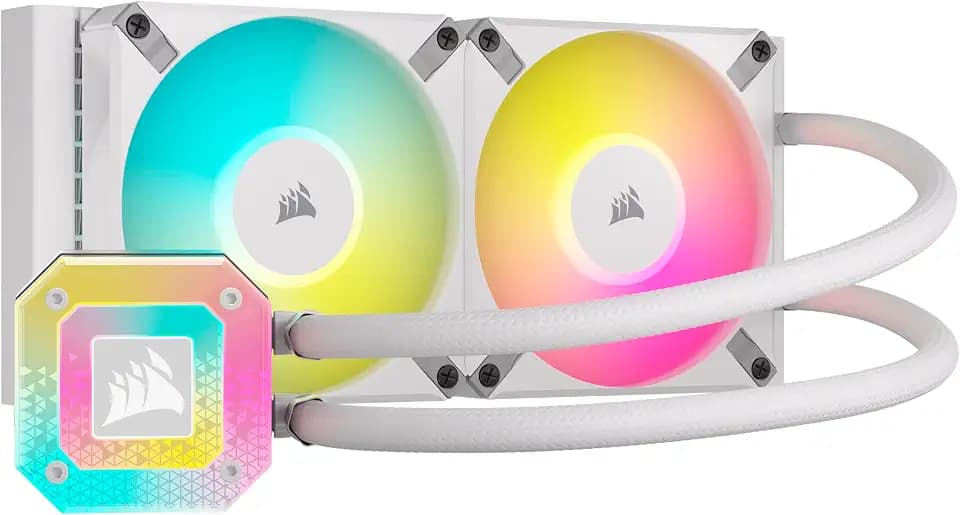 Corsair iCUE H100i ELITE CAPELLIX XT Flüssig-CPU-Kühler - Zwei AF120 RGB ELITE-Lüfter - 240-mm-Radiator - Intel® LGA 1700, 1200, 115X, 2066, AMD® AM5, AM4 - Inklusive iCUE COMMANDER CORE - Weiß
