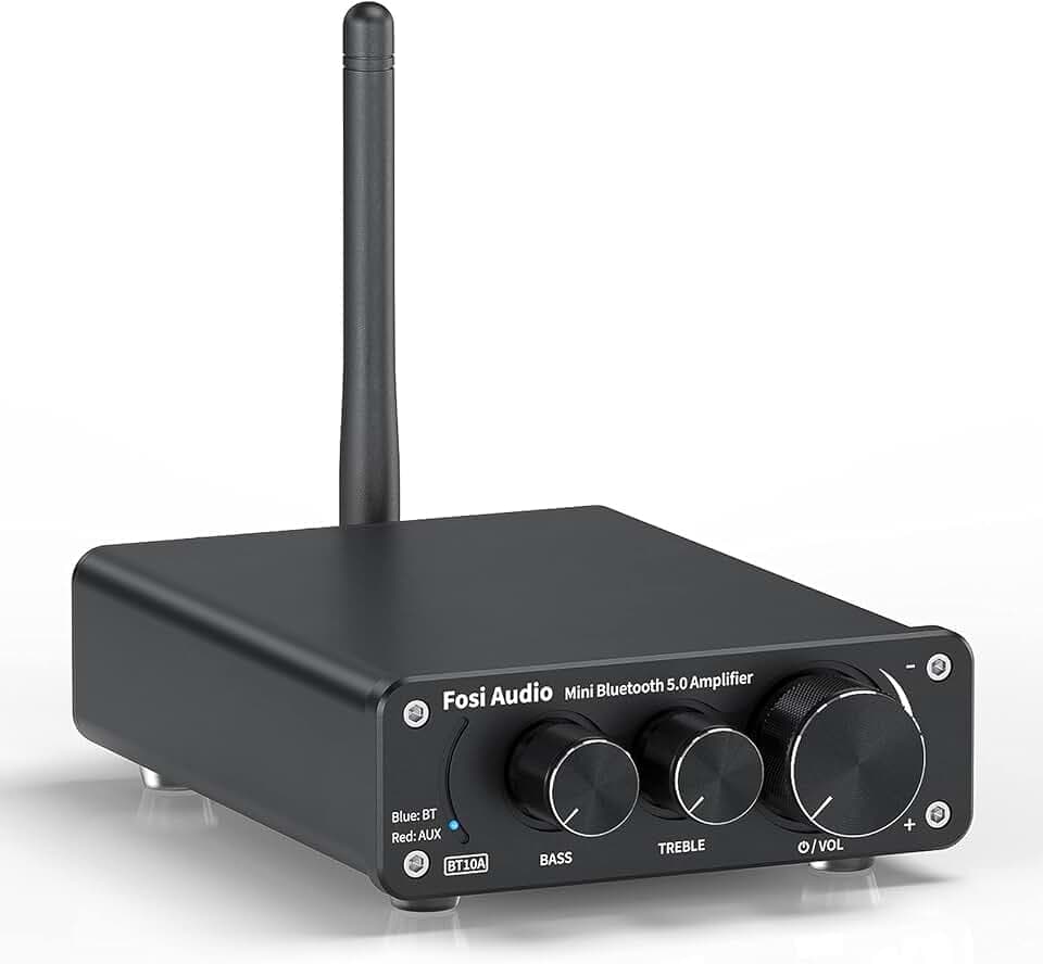 Fosi Audio BT10A Bluetooth 5.0 Stereo Audio Verstärker Empfänger 2 Kanal Klasse D Mini Hi-Fi Integrierter Verstärkter Geeignet für Lautsprecher zu Hause 50W x2 TPA3116