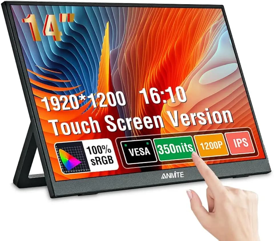 Tragbarer 14-Zoll-Touchscreen-Monitor für Gaming-PCs mit Metallgehäuse, der als mobiler externer Monitor für Laptops, Xbox, PS4 und Smartphones verwendet werden kann und über Lautsprecher verfügt.