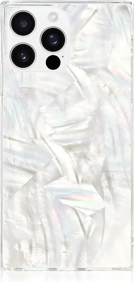 Flaunt Official Square iPhone 16 Pro Max Case - Geo White Mother of Pearl