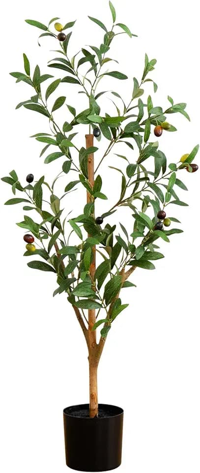 Nearly Natural 3 ft Artificial Olive Tree with Natural Trunk for Decor