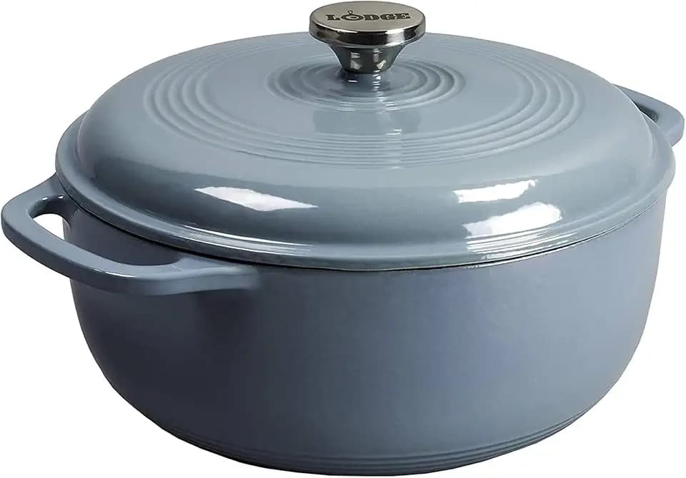 Lodge Essential Enamel Cast Iron Dutch Oven, 7.5 Quart, Storm Blue