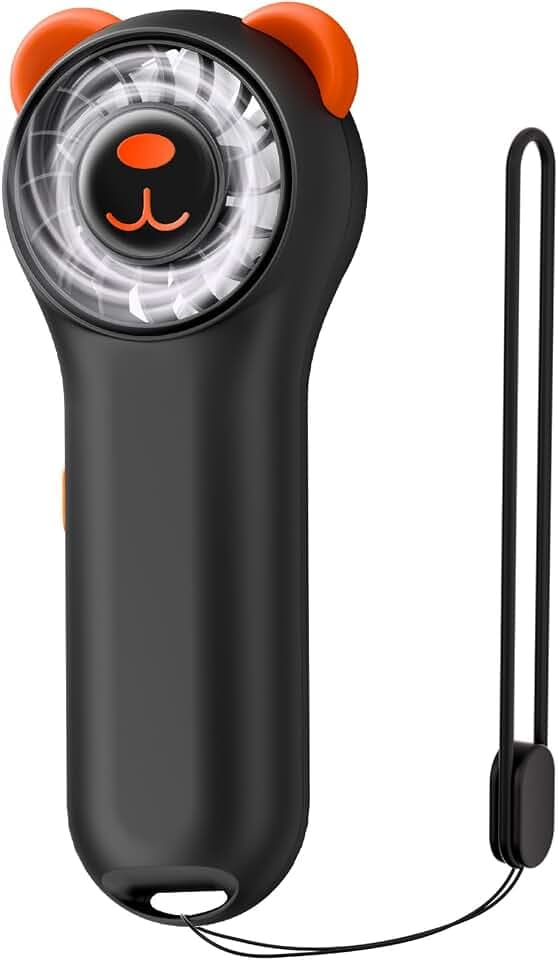 Portable Handheld Fan, Cute Bear Mini Fan with 11000 RPM High Speed, Rechargeable Personal Fan with 4 Speeds, Pocket Small Fan for Travel, Makeup, Lash, Gifts for Women Girl - Black